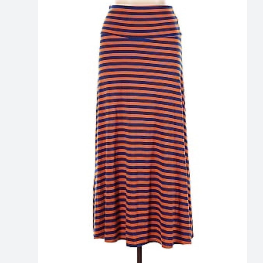 NWT LulaRoe Blue Orange Striped Maxi Skirt XS